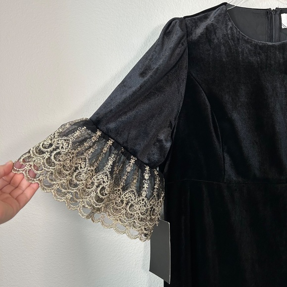 Tuckernuck Pomander Place size XXXL Lilith long dress black velvet gold lace NEW - Picture 5 of 14